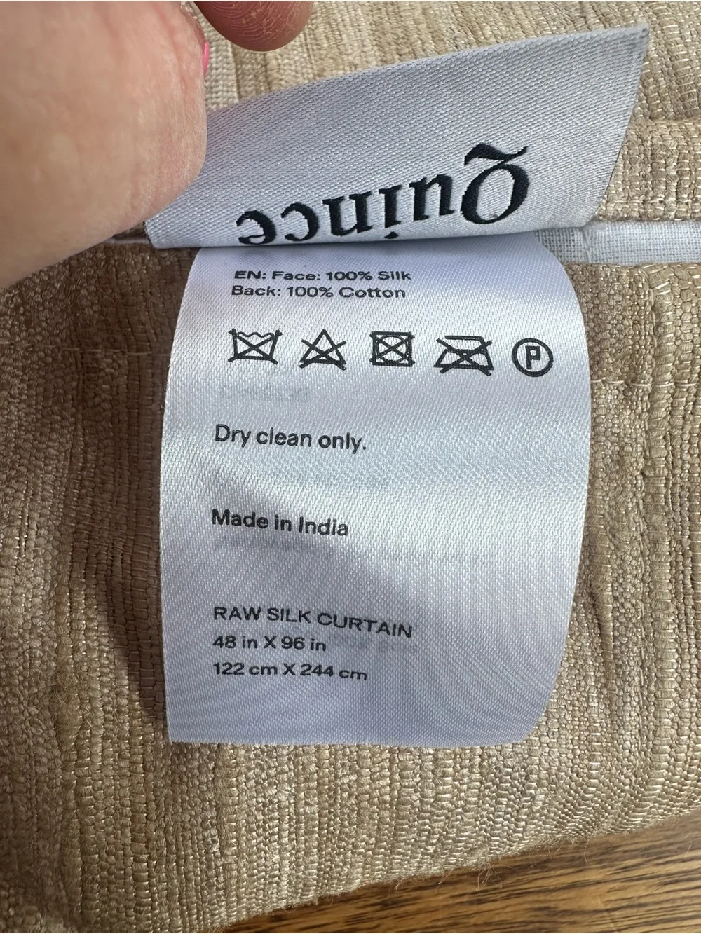 NWOT Quince Raw Silk Cotton Light Filtering Set Of 2 Curtains 48x96 In Sand
